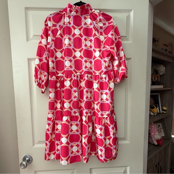 Pink Geometric Pattern Dress - Picture 2 of 4